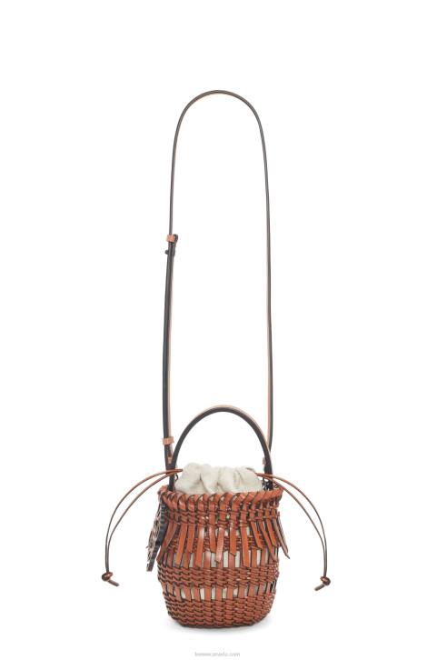 Loewe Small Fringe Bucket bag in calfskin 688V89 Women Tan