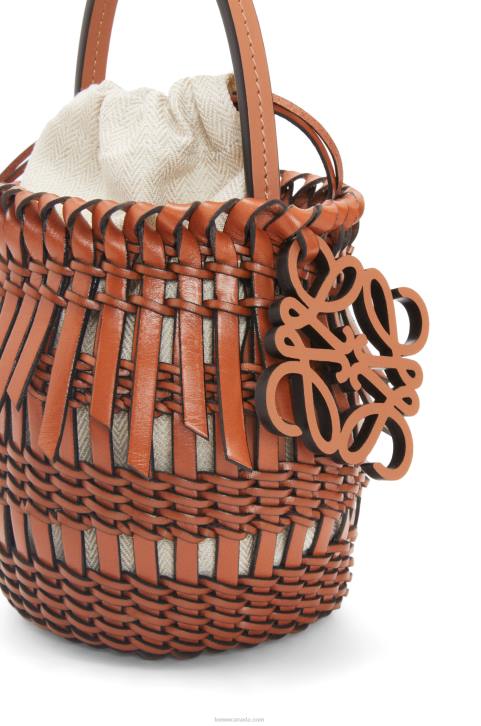 Loewe Small Fringe Bucket bag in calfskin 688V89 Women Tan