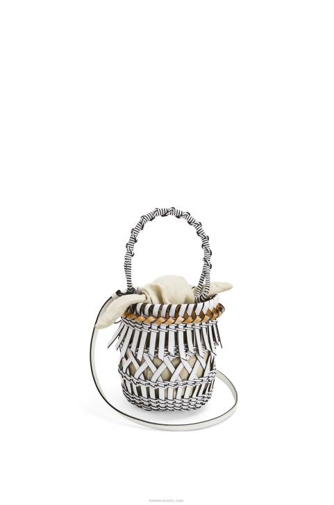 Loewe Small Fringes Bucket bag in calfskin 688V131 Women White