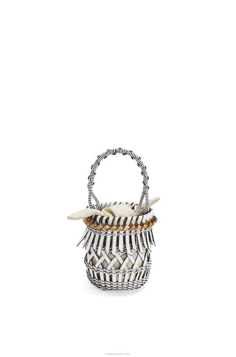 Loewe Small Fringes Bucket bag in calfskin 688V131 Women White