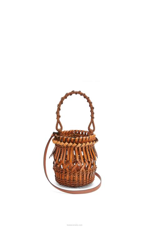 Loewe Small Fringes Bucket bag in calfskin 688V177 Women Tan