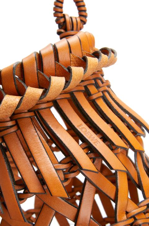 Loewe Small Fringes Bucket bag in calfskin 688V177 Women Tan