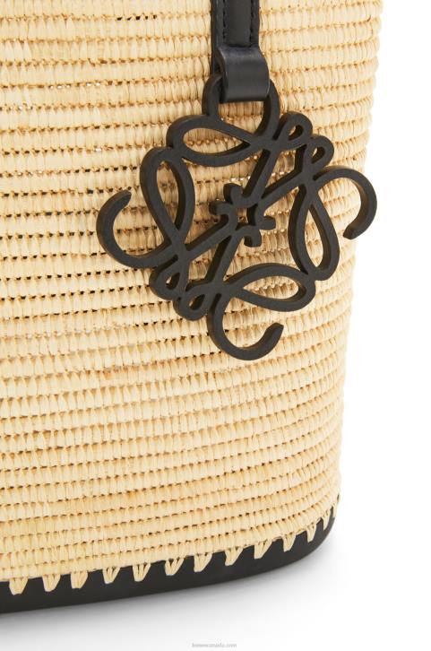 Loewe Small Square Basket bag in raffia and rubber 688V45 Women Natural/Black
