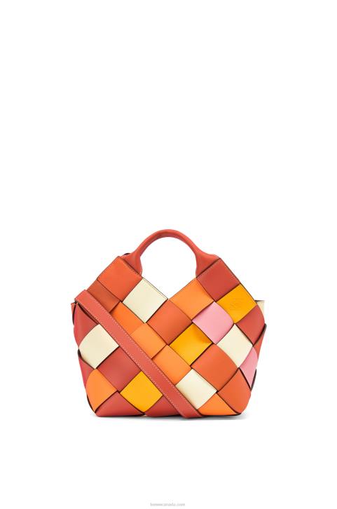 Loewe Small Surplus Leather Woven basket bag in calfskin 688V102 Women Orange