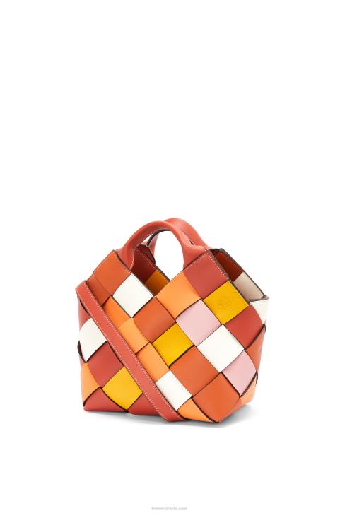 Loewe Small Surplus Leather Woven basket bag in calfskin 688V102 Women Orange