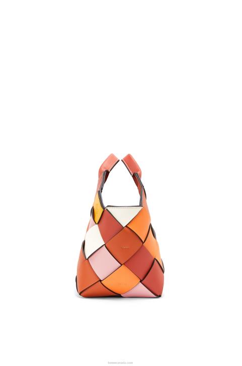 Loewe Small Surplus Leather Woven basket bag in calfskin 688V102 Women Orange