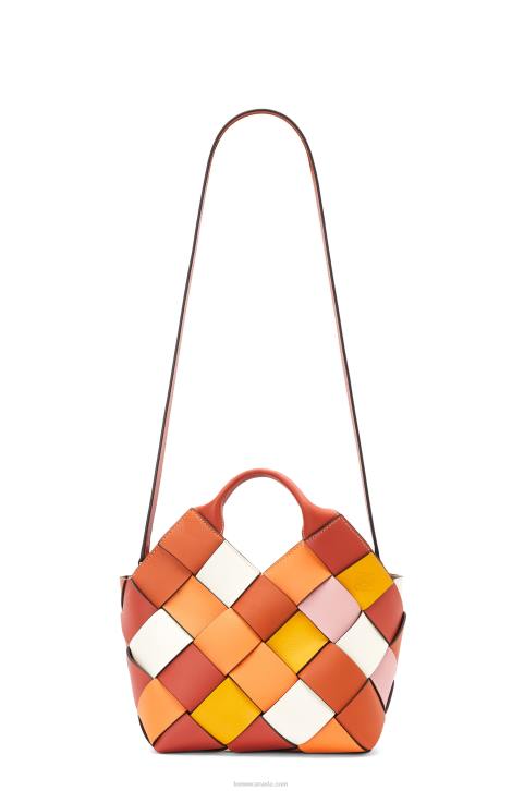Loewe Small Surplus Leather Woven basket bag in calfskin 688V102 Women Orange