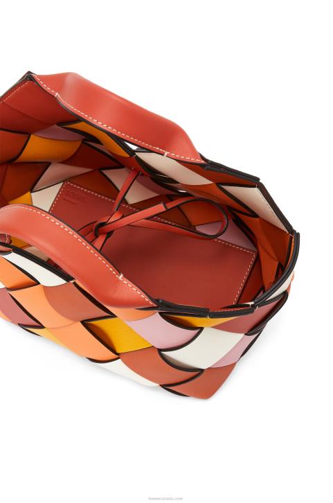 Loewe Small Surplus Leather Woven basket bag in calfskin 688V102 Women Orange