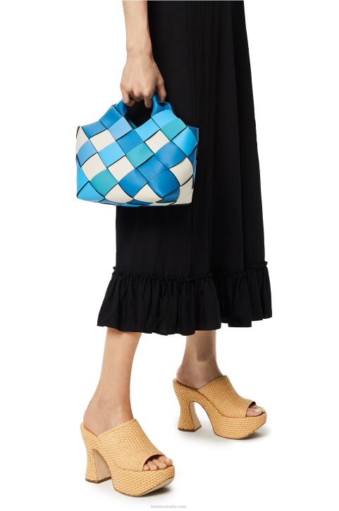 Loewe Small Surplus Leather Woven basket bag in calfskin 688V104 Women Blue