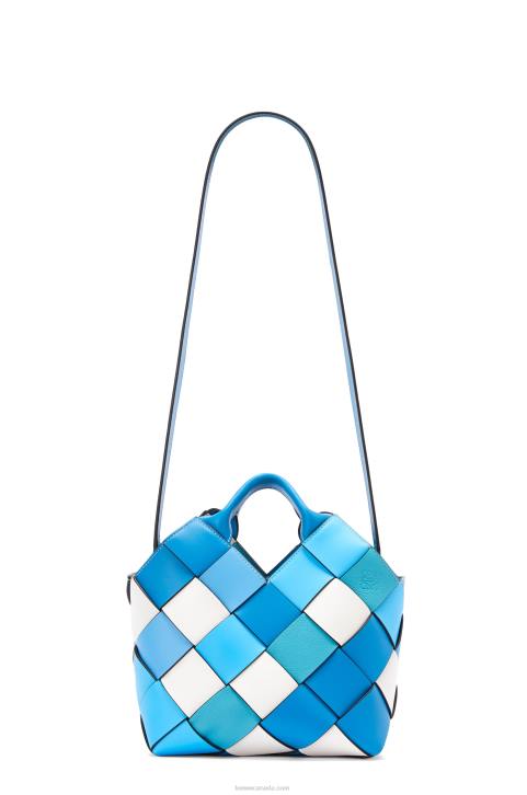 Loewe Small Surplus Leather Woven basket bag in calfskin 688V104 Women Blue