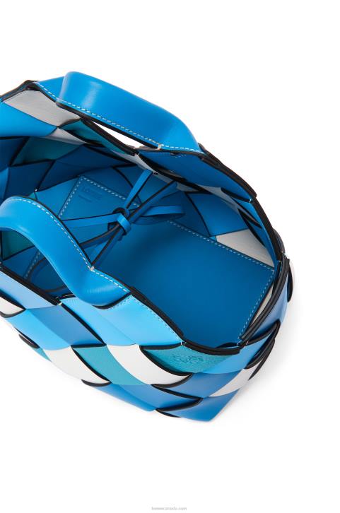 Loewe Small Surplus Leather Woven basket bag in calfskin 688V104 Women Blue