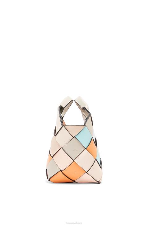 Loewe Small Surplus Leather Woven basket bag in calfskin 688V105 Women Apricot/Gold