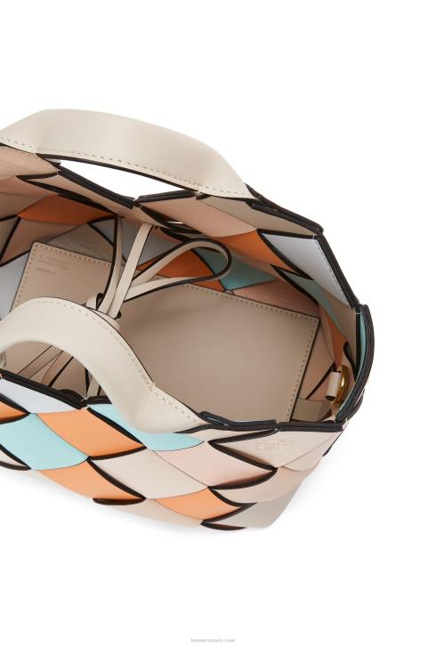 Loewe Small Surplus Leather Woven basket bag in calfskin 688V105 Women Apricot/Gold