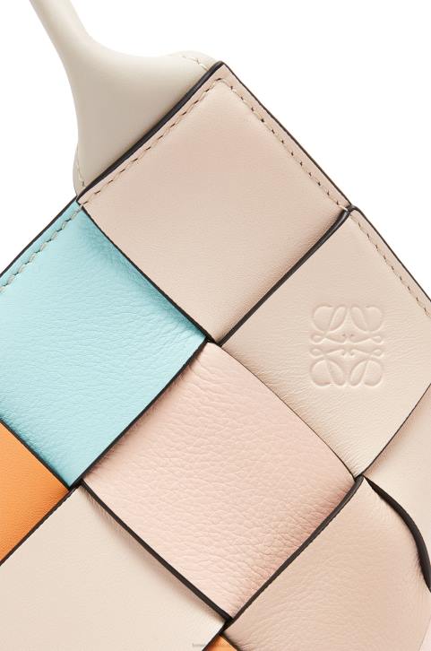 Loewe Small Surplus Leather Woven basket bag in calfskin 688V105 Women Apricot/Gold