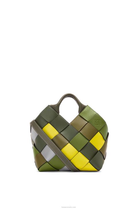 Loewe Small Surplus Leather Woven basket bag in classic calfskin 688V103 Women Green