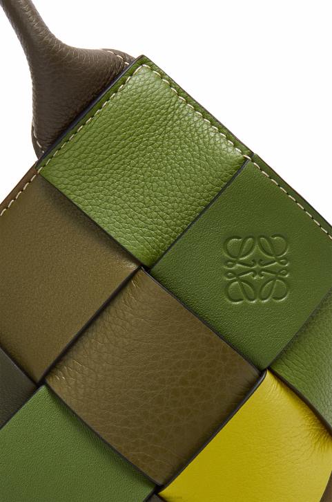 Loewe Small Surplus Leather Woven basket bag in classic calfskin 688V103 Women Green