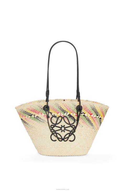 Loewe Small rainbow Anagram basket in iraca palm and calfskin 688V43 Women Natural/Multicolor