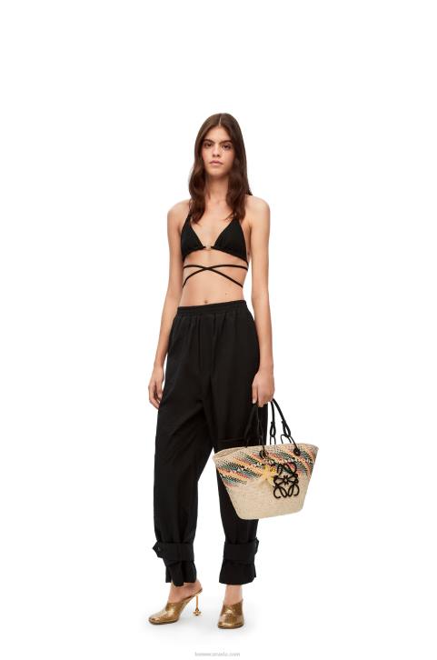 Loewe Small rainbow Anagram basket in iraca palm and calfskin 688V43 Women Natural/Multicolor