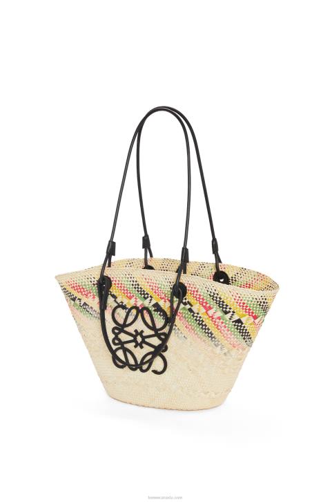 Loewe Small rainbow Anagram basket in iraca palm and calfskin 688V43 Women Natural/Multicolor