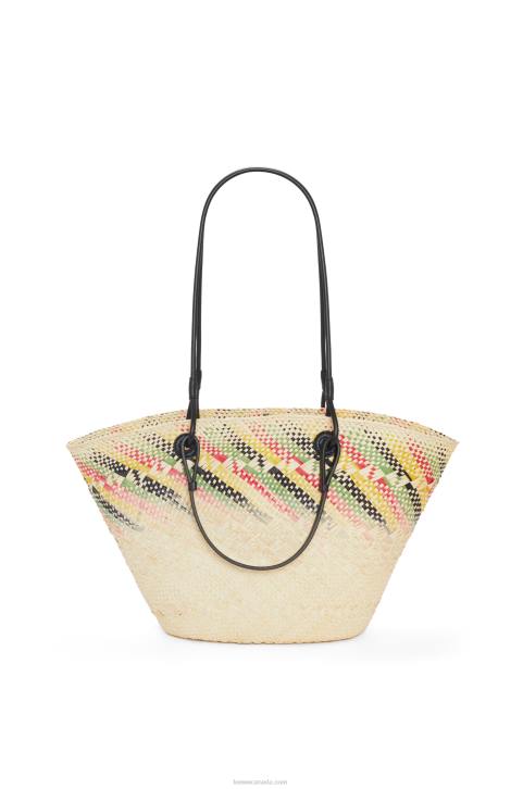 Loewe Small rainbow Anagram basket in iraca palm and calfskin 688V43 Women Natural/Multicolor