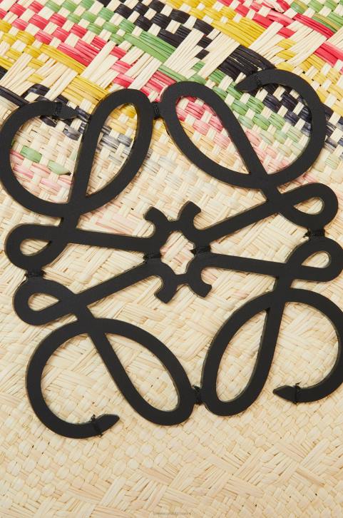 Loewe Small rainbow Anagram basket in iraca palm and calfskin 688V43 Women Natural/Multicolor