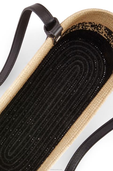Loewe Square Basket bag in degrade raffia and calfskin 688V99 Women Natural/Black