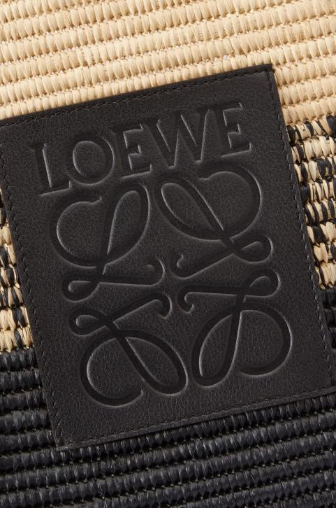 Loewe Square Basket bag in degrade raffia and calfskin 688V99 Women Natural/Black