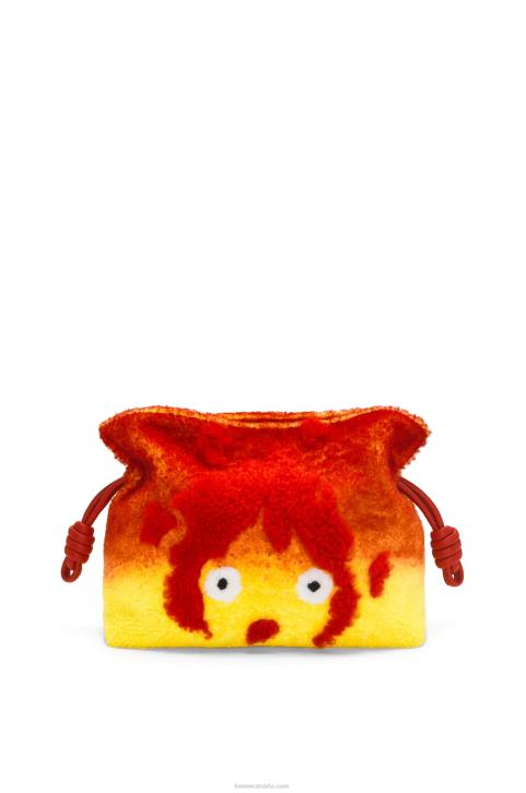 Loewe Calcifer Flamenco clutch in shearling 688V443 Women Red