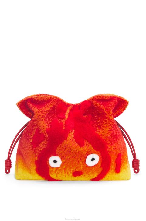 Loewe Calcifer XL Flamenco clutch in shearling 688V444 Women Red