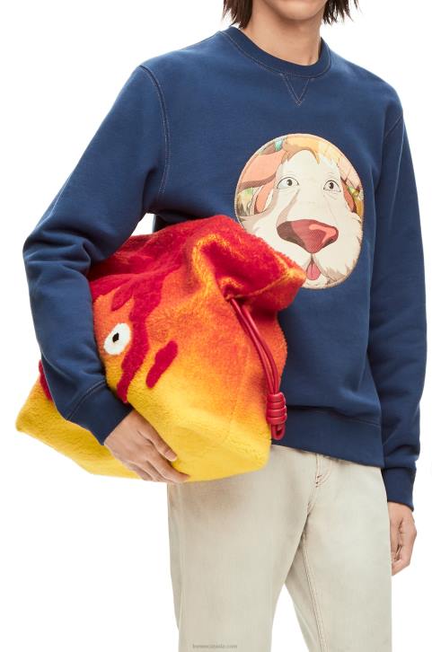 Loewe Calcifer XL Flamenco clutch in shearling 688V444 Women Red