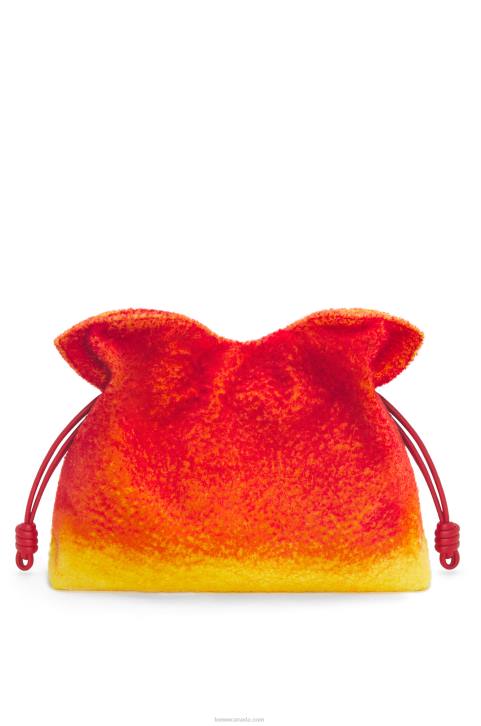 Loewe Calcifer XL Flamenco clutch in shearling 688V444 Women Red