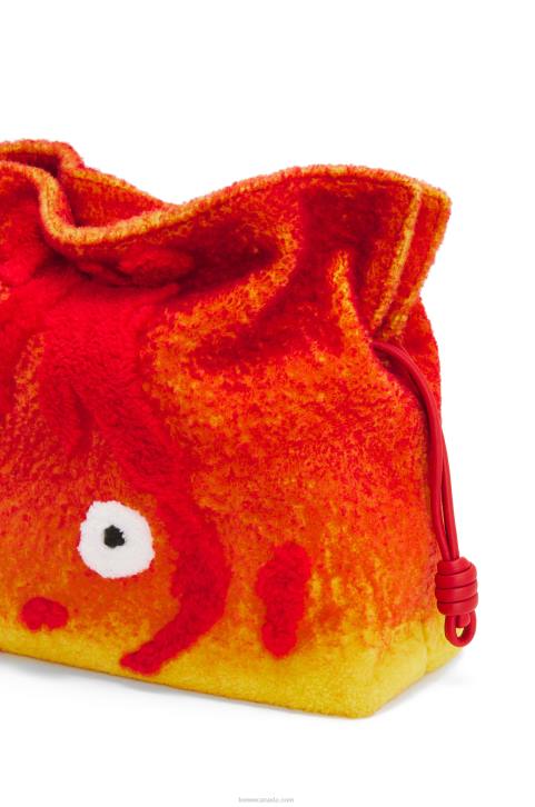 Loewe Calcifer XL Flamenco clutch in shearling 688V444 Women Red