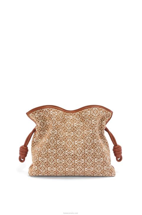 Loewe Flamenco clutch in Anagram jacquard and calfskin 688V486 Women Tan/Pecan