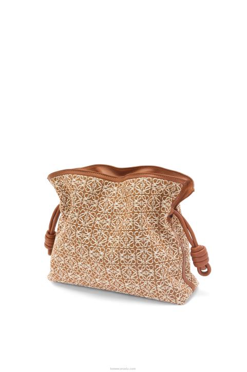 Loewe Flamenco clutch in Anagram jacquard and calfskin 688V486 Women Tan/Pecan