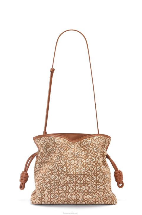 Loewe Flamenco clutch in Anagram jacquard and calfskin 688V486 Women Tan/Pecan