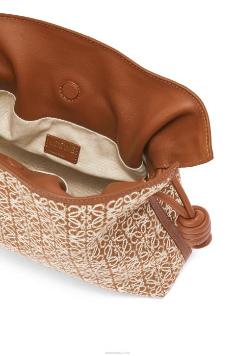 Loewe Flamenco clutch in Anagram jacquard and calfskin 688V486 Women Tan/Pecan