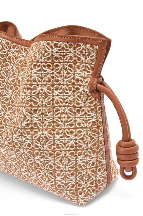 Loewe Flamenco clutch in Anagram jacquard and calfskin 688V486 Women Tan/Pecan
