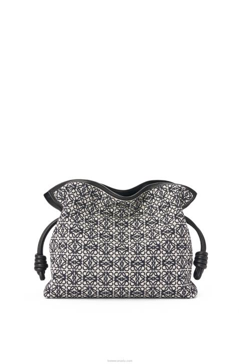 Loewe Flamenco clutch in Anagram jacquard and calfskin 688V543 Women Navy/Black