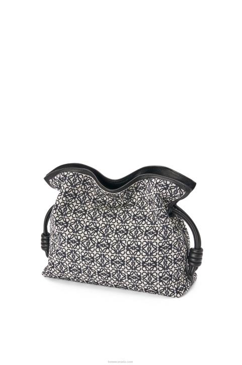 Loewe Flamenco clutch in Anagram jacquard and calfskin 688V543 Women Navy/Black
