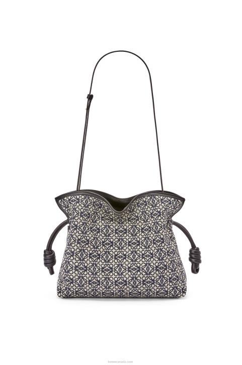 Loewe Flamenco clutch in Anagram jacquard and calfskin 688V543 Women Navy/Black