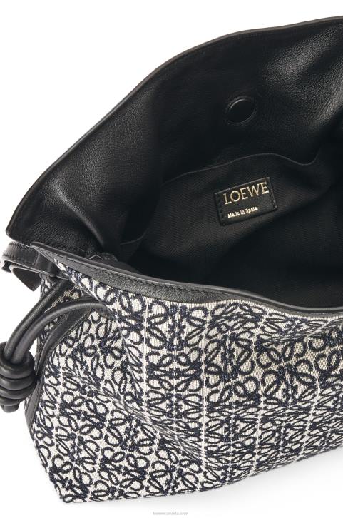 Loewe Flamenco clutch in Anagram jacquard and calfskin 688V543 Women Navy/Black