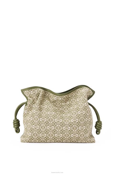 Loewe Flamenco clutch in Anagram jacquard and calfskin 688V607 Women Green/Avocado Green