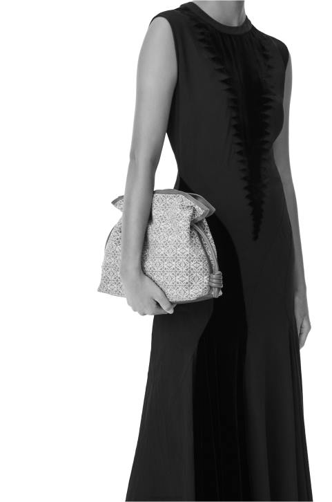 Loewe Flamenco clutch in Anagram jacquard and calfskin 688V607 Women Green/Avocado Green