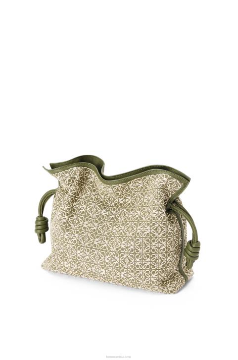 Loewe Flamenco clutch in Anagram jacquard and calfskin 688V607 Women Green/Avocado Green