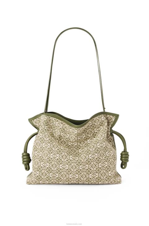 Loewe Flamenco clutch in Anagram jacquard and calfskin 688V607 Women Green/Avocado Green