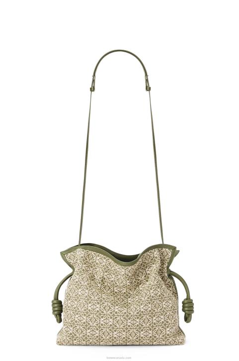 Loewe Flamenco clutch in Anagram jacquard and calfskin 688V607 Women Green/Avocado Green