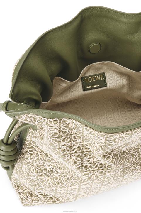Loewe Flamenco clutch in Anagram jacquard and calfskin 688V607 Women Green/Avocado Green