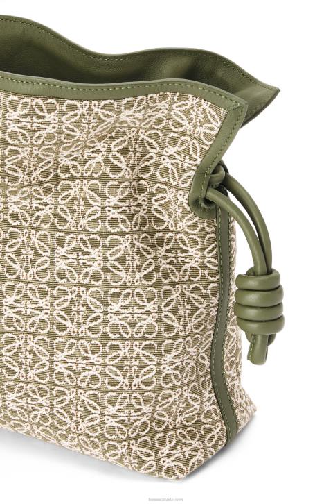 Loewe Flamenco clutch in Anagram jacquard and calfskin 688V607 Women Green/Avocado Green