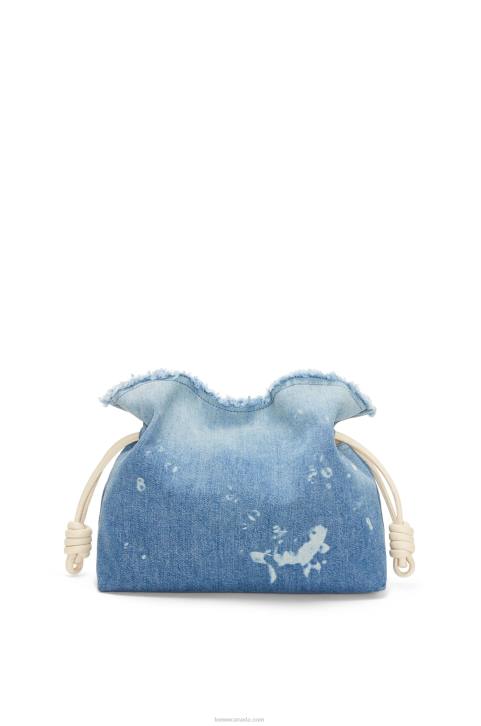 Loewe Flamenco clutch in denim 688V534 Women Light Blue/Ivory