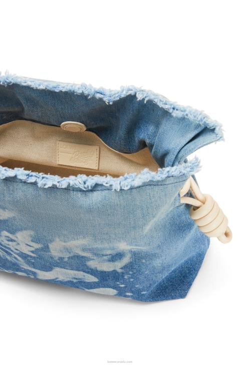 Loewe Flamenco clutch in denim 688V534 Women Light Blue/Ivory